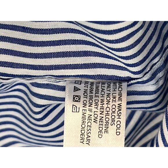 U.S. Polo Assn. Men’s L Button Down Shirt Blue White Stripe Long Sleeve Logo - Picture 6 of 7